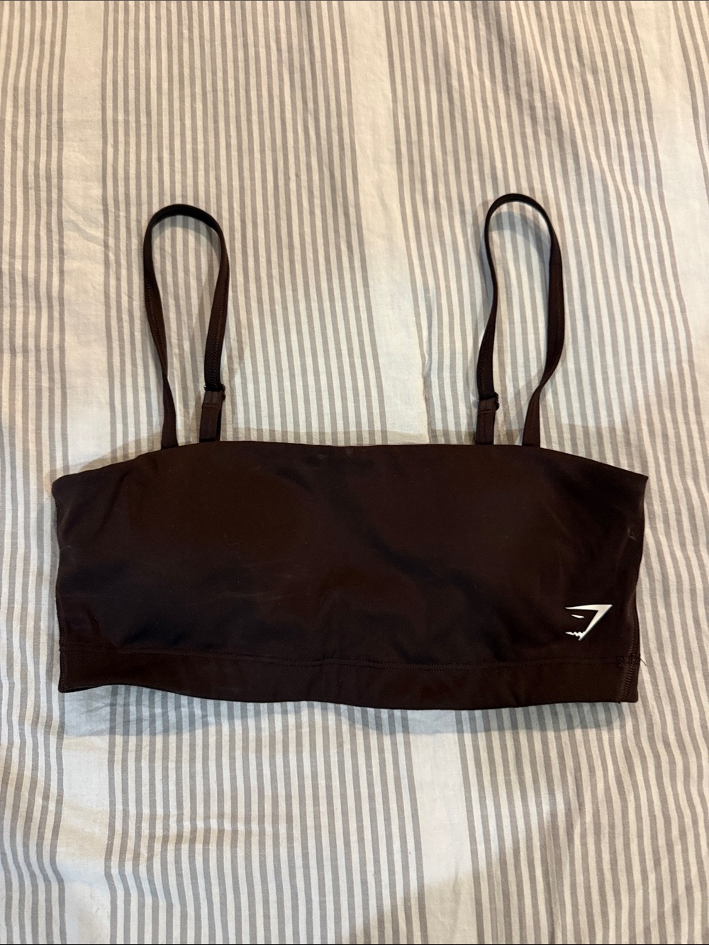 Gymshark Women's Brown Bandeau Bikini Top with Adjustable Straps